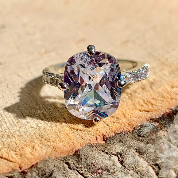 Jewelry - Large CZ Diamond Statement Engagement Wedding Luxurious 925 Silver Ring Size 6